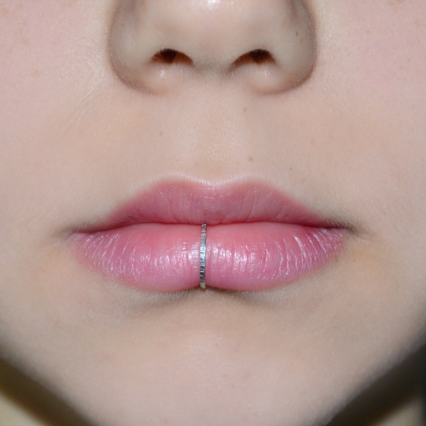 Textured Fake Lip Ring / Silver Faux lip piercing hoop Gold Etsy