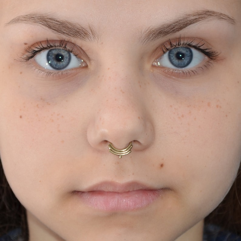 Oro SEPTUM RING / septum joyería 18g piercing nariz aro de | Etsy