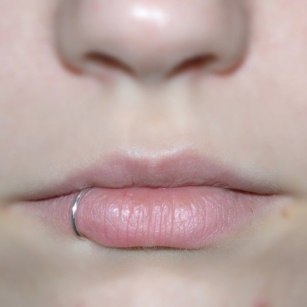 Faux Lip Ring / Silver Plated Fake Lip Ring, Lip Hoop, Lip Cuff, Clip on Lip Ring (non tarnish)