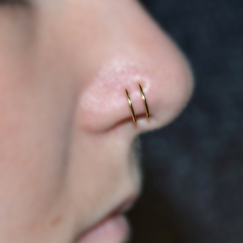 Double Gold Plated Fake Lip Ring / Lip Cuff Faux Lip Etsy
