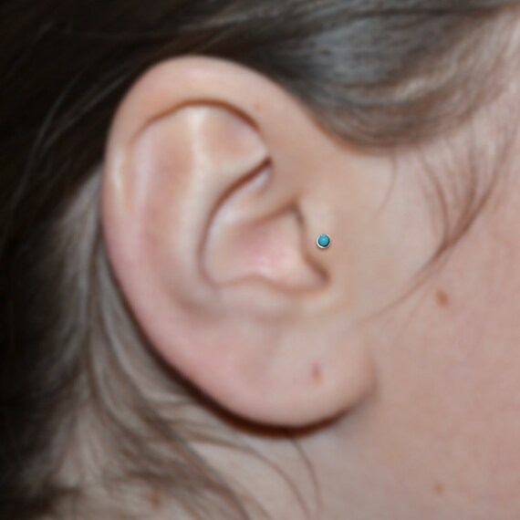 2mm Turquoise TRAGUS STUD 18g Nose Ring 18 Gauge Cartilage