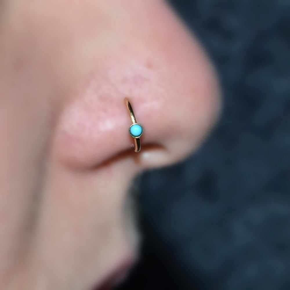 2mm Turquoise NOSE RING / nose hoop septum jewelry cartilage Etsy