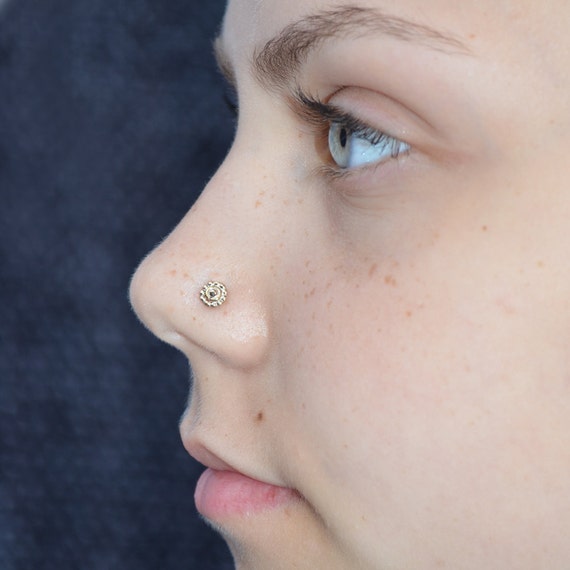 Gold NOSE STUD 16g Helix Piercing Tragus Earring Nose Ring