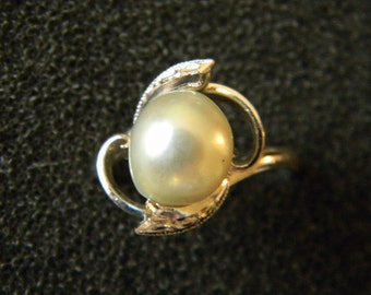 Vintage Sterling Silver et Cultured Pearl Ring Bijoux de mariage