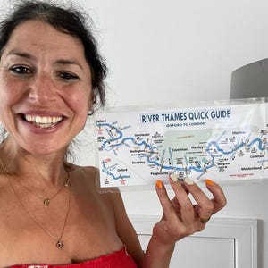 Guía rápida del río Támesis. Mapa de ruta de una página fácil de usar, de Oxford a Londres. Laminado resistente a la ducha.