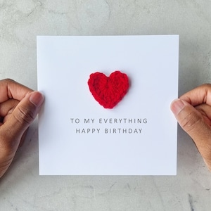 Crotchet My Everything carte d&#39;anniversaire - carte romantique pour mari, petit ami, femme, fiancé - jolie carte d&#39;anniversaire - souvenir coeur rouge Crotchet