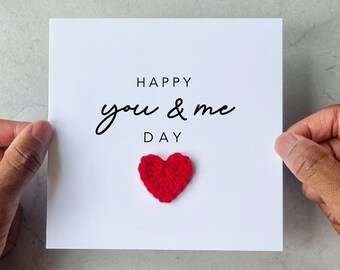 Carta di San Valentino You & Me - Cuore all'uncinetto fatto a mano - Carta di San Valentino per il partner - Carta di San Valentino - Carta di San Valentino per lui o lei