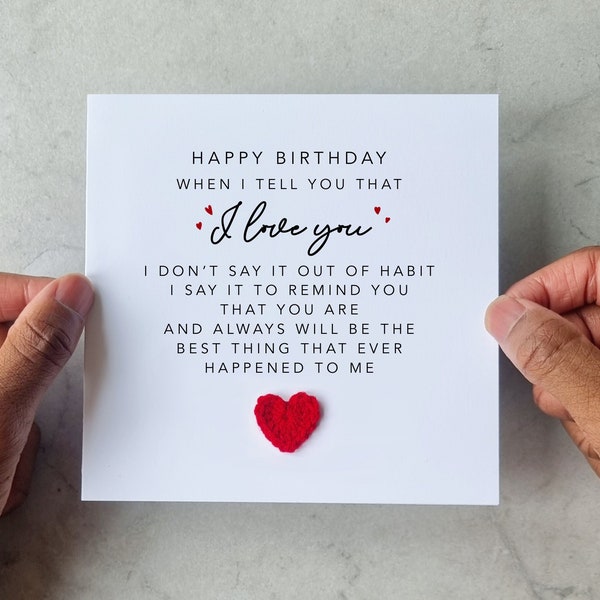 Romantic Partner Birthday Card - Handmade Crotchet Heart - Birthday Card For Partner - Birthday  Card For Husband,Boyfriend,Wife,Fiancé