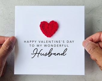 Husband Valentines Card - Handmade Crotchet Heart - Valentine's Card For Husband - Husband Card For Valentines Day - Husband Valentines Gift