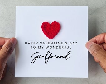 Biglietto di San Valentino per fidanzata - Cuore all'uncinetto fatto a mano - Biglietto di San Valentino per fidanzata - Biglietto per fidanzata per San Valentino - Regalo romantico