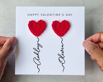 Hearts Valentines Card - Handmade Crotchet Hearts - Valentine's Card For Partner - Valentine's Day Card For Boyfriend, Husband, Wife, Fiancé