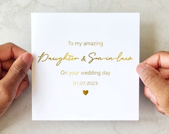 Daughter And Son In Law Wedding Day Card - Wedding Day Card For Daughter And Son In Law - On Your Wedding Day Card - Gold Foil Card