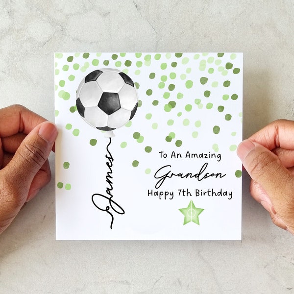 Carte d'anniversaire personnalisée de petit-fils de football - Carte d'anniversaire de football pour petit-fils - Personnalisée n'importe quel âge - Carte de petit-fils de football