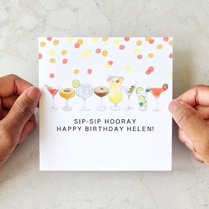 Personalised Cocktail Bestie Birthday Card - Birthday Card For Best Friend - Birthday Card For Sister Or Auntie - Best Friend Card