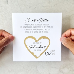 Poem auntie will you be my godmother card Personalised godmother proposal card for auntie Godmother scratch card Scratch and Reveal image 1