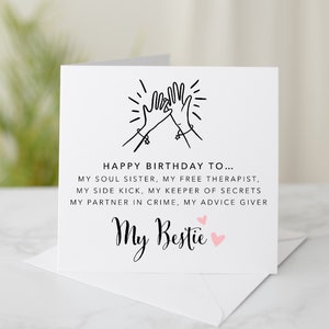 Poem My Bestie Birthday Card - Birthday Card For Best Friend - Birthday Card For Friend - Best Friend Card - Bestie High Five Birthday Card