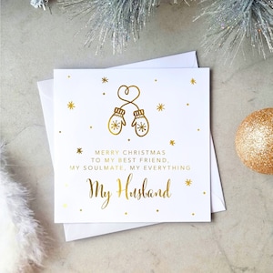 Poem Husband Christmas Card - Christmas Card For Husband - Husband Xmas Card - Xmas Card For Him - Romantic Card - Gold Foil Card