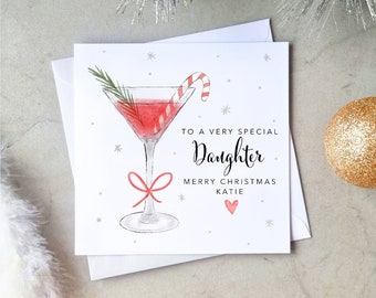 Personalised Daughter Christmas Card - Christmas Card For Daughter - Christmas Card Daughter - Daughter Cocktail Card