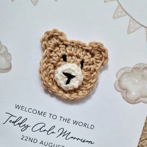 Personalised Crochet New Baby Card - Handmade Crochet Bear - New Baby ...