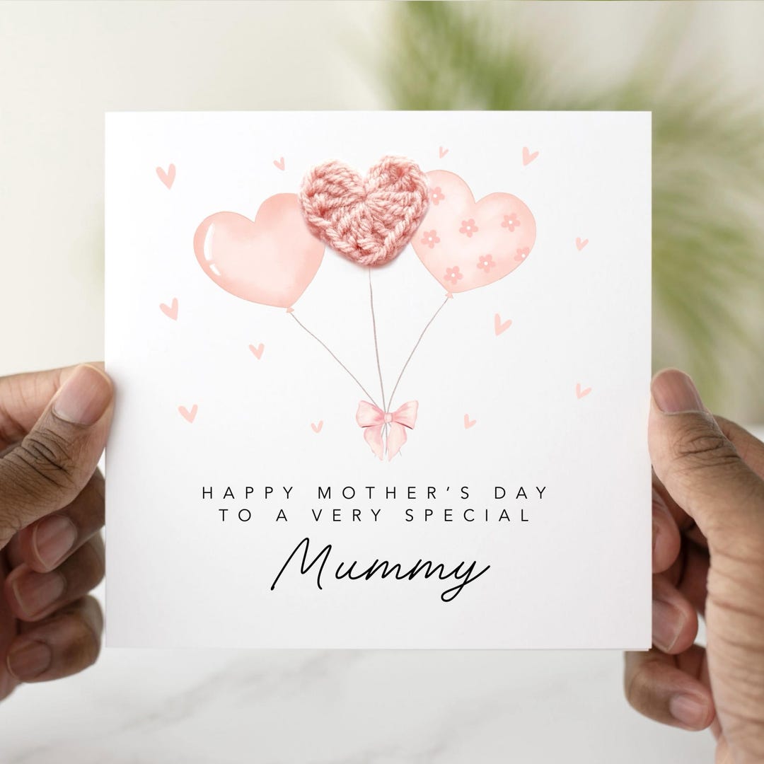 Mummy Happy Mothers Day Card - Handmade Crochet Heart - Mother’s Day ...