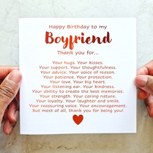 Poem Romantic Boyfriend Birthday Card - Romantic Birthday Card - Birthday Card For Boyfriend - Red Foil Boyfriend Birthday Card