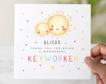 Cute Keyworker Thank You Card  - End Of Nursery Card - Keyworker Appreciation Card, Thank You Card For Nursery Worker - Personalised Card