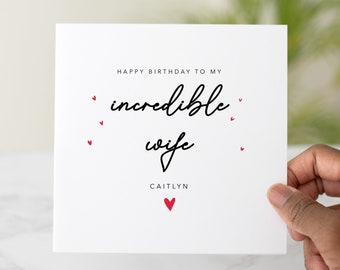 Personalised Wife Birthday Card - Birthday Card For Wife - Special Wife Card - Wife Greeting Card For Birthday - Customisable  Card