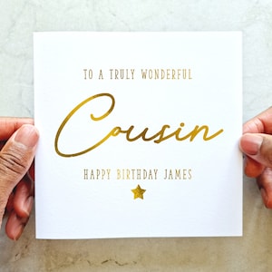 Personalised Cousin Birthday Card - Card For Cousin’s Birthday - Birthday Card Cousin -Birthday Card For Her - Cousin Card - Gold Foil Card