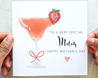 Cocktail Mum Mothers Day Card - Card For Mother’s Day - Wonderful Mother's Day Card For Mum - Mothering Sunday Card