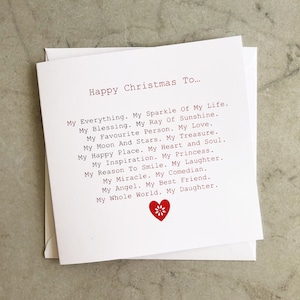 Christmas Daughter Poem Card - Christmas Card For Daughter -  Daughter Christmas Card  - Card For Her - Xmas Card - Red Foiled Card