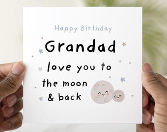 Daddy Birthday Card, Love You to the Moon and Back, Birthday Card for Dad, Cute Card from Son or Daughter, Card from Kids
