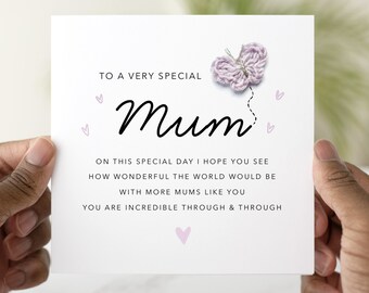 Butterfly Mum Birthday Card - Handmade Crochet Butterfly - Birthday Card For Mum - Mum Keepsake Birthday Gift - Butterfly theme