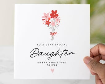 Flowers Daughter Christmas Card - Personalised Christmas Card For Daughter - Cute Christmas Card Daughter - Meaningful Card For her