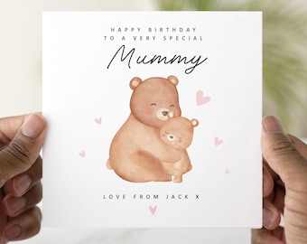 Personalised Mummy Birthday Card, Personalised Birthday Card For Mummy, Birthday Card Mummy, Mummy Card, Cute Bear Design