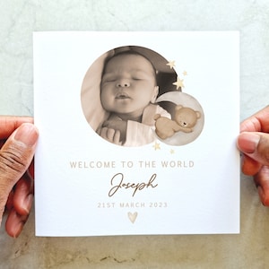 Personalised New Baby Girl Card - New Baby Or Boy Girl Card - New Baby Card - New Born Baby Card - Add Your Own Photo - Welcome To The World