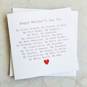 Mam Mothers Day Card - Mam Card - Card For Mam - Card For Her - Best Mam - Mam Mother's Day Card - Special Mam Card- Red foil Card