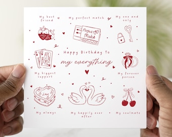 Birthday Card for Husband Boyfriend Fiancé, Happy Birthday My Everything, Romantic Love Card for Him, Soulmate Partner Card