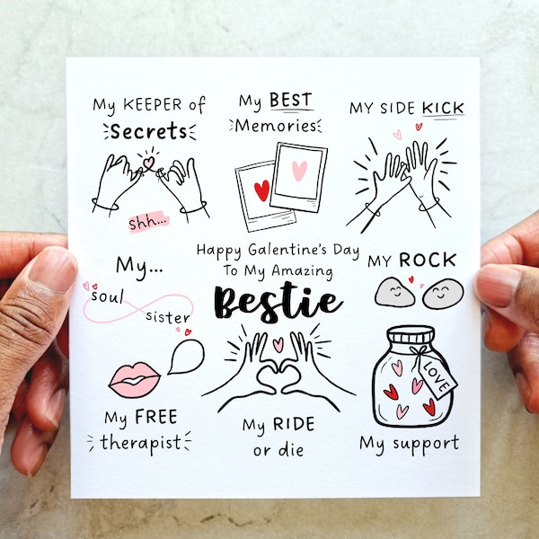 Bestie Galentines Card - Best Friend Valentines Card - Galentine's Day Card For Friend - Best Friend Valentines Card