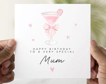 Cocktail Mum Birthday Card, Birthday Card For Mum, Birthday Card Mum, Mum Card, Birthday Gift For Mum