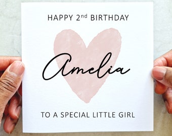 Personalised 2nd Birthday Card - Add Any Age & Name Birthday Card - 2nd Birthday Card - Second Birthday Card - Daughter Granddaughter