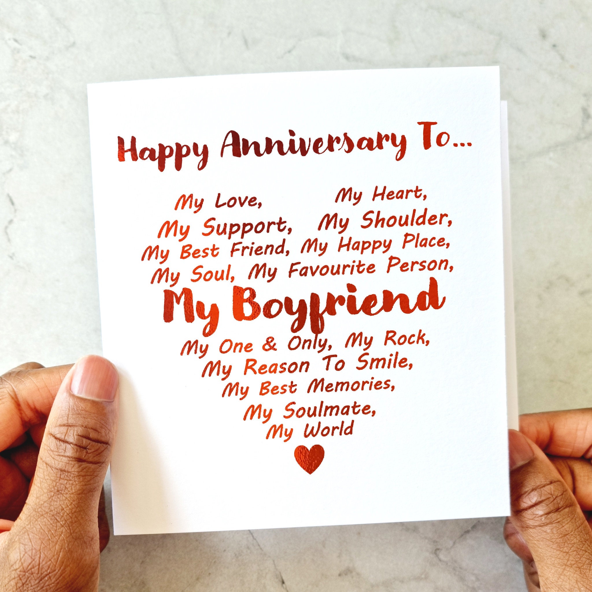 Special Boyfriend Anniversary Card Romantic Anniversary Card 