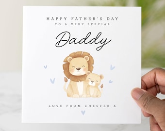 Personalised Daddy Fathers Day Card - Happy Fathers Day Card For Daddy - Daddy Card From Baby - Special Lion Daddy Card