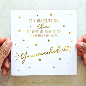 Personalised Son GCSE Card - Congratulations Card - End Of Exams Card For Son - GCSE Results - Gold Foil Card