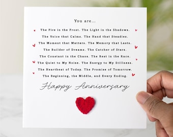 You Are Anniversary  Card - Handmade Crochet Heart - Anniversary Card For Husband, Wife, Boyfriend, Partner, Him Or Her