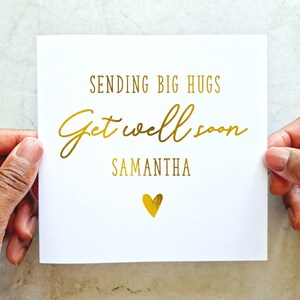 Personalised Get Well Soon Card - Custom Thinking Of You Card - Cancer Card - Mum Dad Nan Grandad - Gold Foil Card