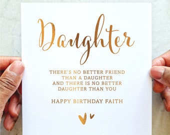 Pas de meilleure carte d'anniversaire fille - carte d'anniversaire pour fille - carte d'anniversaire pour elle - carte poème - carte fille - carte feuille d'or Rose