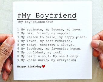Definition Boyfriend Birthday Card - Romantic Card For Boyfriend - Birthday Card For Him - Printed Card For Boyfriend - Special Boyfriend