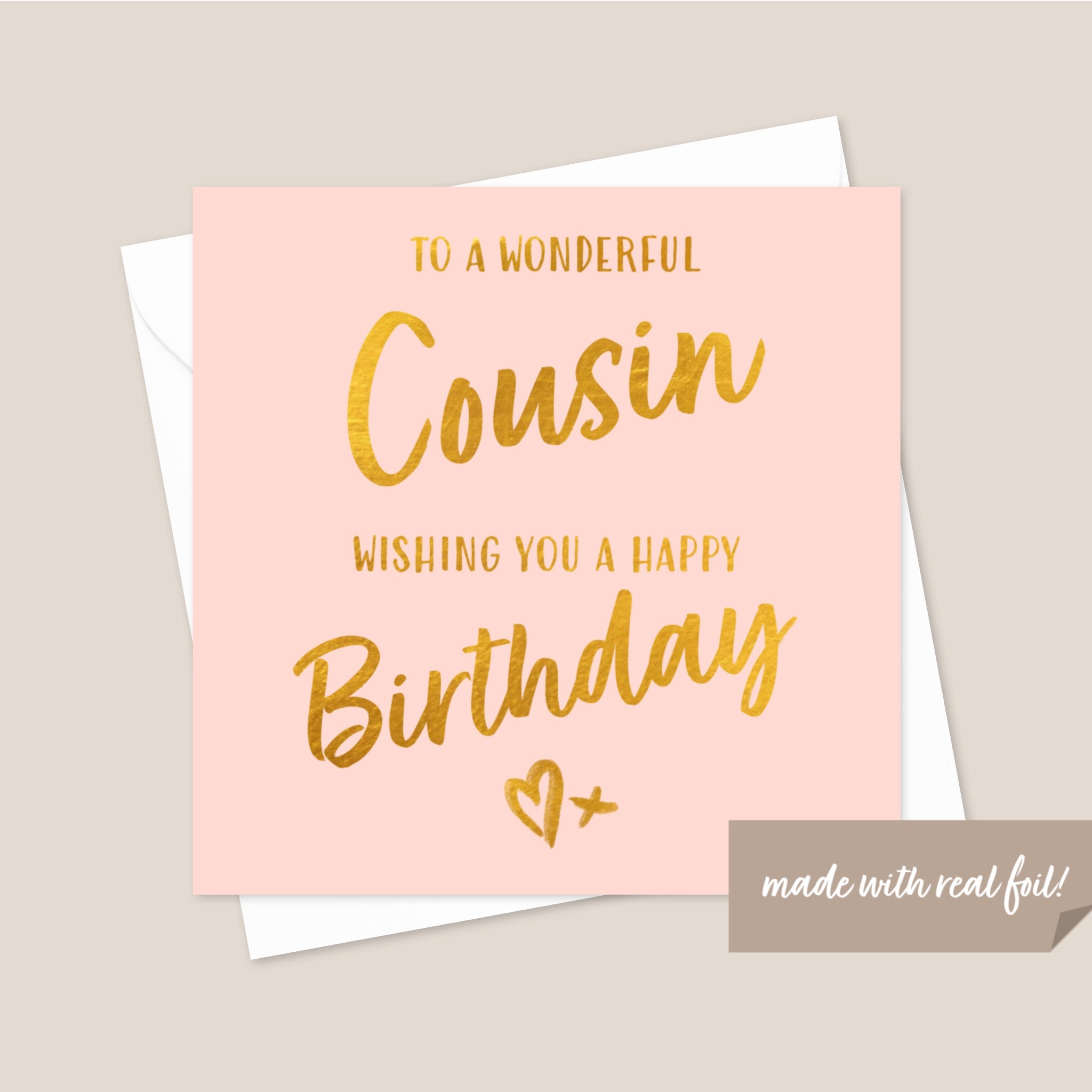 Cousin Birthday Gold Foil Card - Cousin Card - Card for Cousin - Card ...