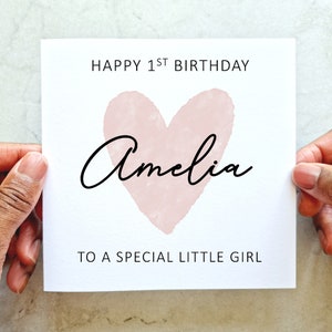Personalised 1st Birthday Card - Custom Add Any Age & Name Birthday Card - Girl First Birthday Card - Daughter Granddaughter