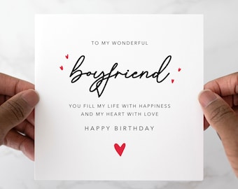 Boyfriend Birthday Card - Birthday Card For Boyfriend - Romantic Card For Boyfriend - Special Boyfriend Customisable Card